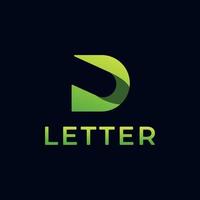 gulaktig grön bokstaven d vektor linje logotyp design symbol kreativ minimalistisk logotyp ikon.
