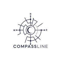 abstrakt linje stil logotyp design som bildar en kompass, vägbeskrivning logotyp, koordinatpunkter, äventyrare vektor
