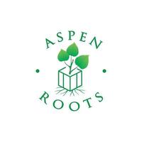 Espen-Logo in Kontakt mit wachsenden Wurzeln vektor