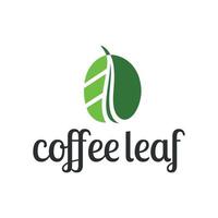 grönt te kaffeblad kombination logotyp design i minimalistisk stil vektor