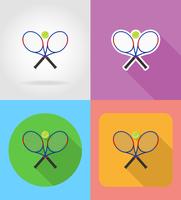 Flache Ikonen des Tennisschlägers und des Balls vector Illustration