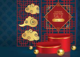 kinesiskt nyår banner orientalisk bakgrund produkt display design vektor