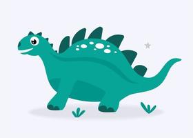 lustiger süßer dinosaurier türkis auf hellem hintergrund. für Textilien, Verpackungspapier, Plakate, Hintergründe, Dekoration von Kinderfesten. Vektor-Illustration vektor