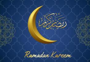 ramadan kareem islamisk halvmåne och arabisk kalligrafi vektor