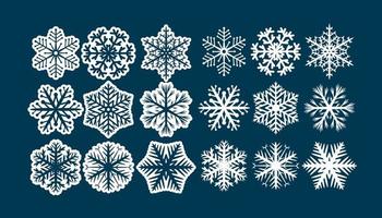 Reihe von dekorativen weißen Schneeflocken vektor