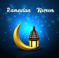 ramadan kareem hintergrund mit halbmond und arabischer laterne vektor