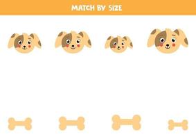 Matching-Spiel für Kinder im Vorschulalter. Passen Sie Hund und Knochen nach Größe an. vektor