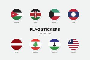 flaggklistermärken för jordan, kenya, kuwait, laos, lettland, libanon, lesotho och liberia vektor