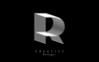 vita linjer bokstaven r logotyp. kreativ linje vektor illustration design med 3D-effekt.