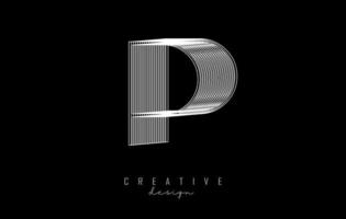 weiße linien buchstabe p logo. kreatives Linienvektor-Illustrationsdesign mit 3D-Effekt. vektor