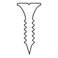 selbstschneidende Schraube kurz lang Symbol Umriss schwarze Farbe Vektor Illustration Flat Style Image