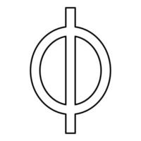 Phi griechisches Symbol kleiner Buchstabe Kleinbuchstaben Schriftart Symbol Umriss schwarze Farbe Vektor Illustration flaches Bild