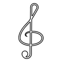 Violinschlüssel Symbol Umriss schwarze Farbe Vektor Illustration Flat Style Image