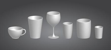 3D-glas element set samling mock up design vektorgrafik, dekorativa prydnadsobjekt