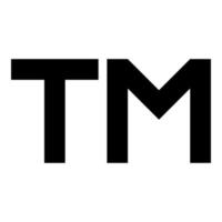tm-Buchstaben-Warenzeichen-Symbol schwarze Farbvektorillustration flaches Stilbild