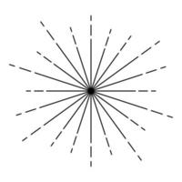 Sonnendurchbruch-Feuerwerksstrahlen radiale Strahllinien funkeln Glasurfackel Starburst konzentrische Strahllinien Symbolumriss schwarze Farbvektorillustration flaches Stilbild