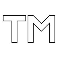 tm-Buchstaben-Warenzeichen-Symbol umreißt schwarze Farbvektorillustration im flachen Stil vektor