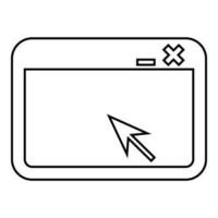 Fenster-Anwendung mit Pfeil Browser-Konzept Webseite Symbol Umriss schwarze Farbe Vektor-illustration Flat Style Image vektor