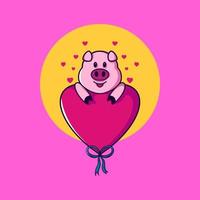 Schwein und Liebesballon Valentinstag vektor