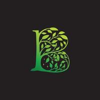 b-formad löv illustration logotyp med lutning på natten. grön gul vektor
