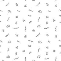 Nahtloses Schwarz-Weiß-Muster mit abstrakten einfachen Doodle-Elementen. gepunktete Locken und Zickzacks. Vektor endlose Textur