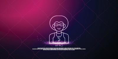 afro digitales konzept, design im partikelstil. Leichte Drahtgitter-Verbindungsstruktur, Banner, Logo, Etikett und Poster, Vektorillustration vektor