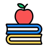Apfel auf Buch, flacher Vektor des gesunden Wissens