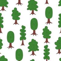 skog seamless mönster, träd set. illustration för utskrift, bakgrunder, omslag, förpackningar, gratulationskort, affischer, klistermärken, textil, säsongsdesign. isolerad på vit bakgrund. vektor