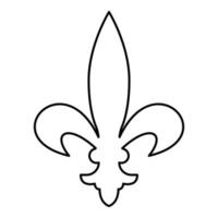 heraldisk symbol heraldik liliya symbol fleur-de-lis kunglig fransk heraldik stilikon kontur svart färg vektorillustration platt stilbild vektor