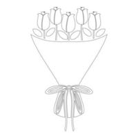 Blumenstrauß Blumenstrauß vorhanden Konzept Rosenstrauß Blume Symbol Umriss schwarze Farbe Vektor-illustration Flat Style Image vektor