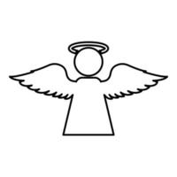 Engel mit Fliegenflügel Symbol Umriss schwarze Farbe Vektor Illustration Flat Style Image