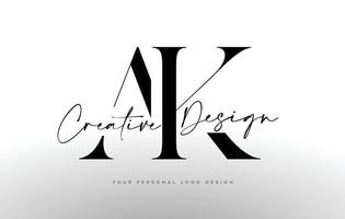 ak letter logotyp designikon med serif teckensnitt och förenade kreativa bokstäver vektorillustration vektor
