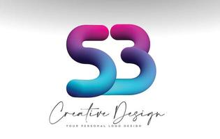 sb-Buchstaben-Logo mit blau-lila Farbverlauf 3D-Look-Vektorillustration vektor