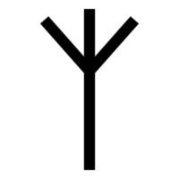 algiz elgiz rune elk reed verteidigungssymbol symbol schwarze farbvektorillustration flaches stilbild vektor