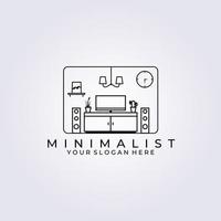 minimalistisches möbellogo-vektorillustrationsdesign, tischlinie kunstmöbellogo vektor