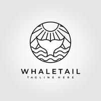 Whale Tail Logo Vektor Illustration Design Grafik, auf Sonnenaufgang und Sonnenuntergang, Branding einfaches Logo