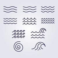 olika vågvatten sjö floden logotyp vektorillustration, bunt uppsättning samling paketdesign vektor