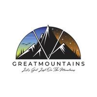 Great Mountain Logo Vector Illustration Design, schöne Aussicht auf die Berge