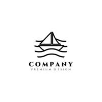 Segelboot-Logo-Vektor-Illustrationsdesign, Linienkunst-Segel-Logo-Vorlage minimalistisch vektor