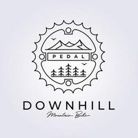 downhill cykel mountainbike-logotyp ikon symbol tecken vektor illustration design linjekonst ikon logotyp