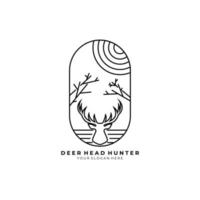 Hirschjagd-Logo-Vektor-Illustrationsdesign, Jäger-Symbol, Hirschkopf-Jäger-Symbol vektor