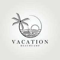 paradis, hawaii, linjekonst palmträd logotyp vektor illustration design grafik