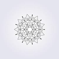 Zusammenfassung von Mandala Illustration Symbol Symbol Vektor Strichzeichnungen Grafikdesign enthalten Dreieck Blumenwachstum und Samen