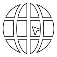 Welt mit Pfeil Welt-Klick-Konzept-Website-Symbol vektor