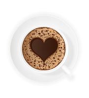 kopp kaffe crema och symbol hjärta vektor illustration