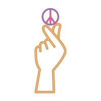 Friedens- und Liebessymbol über Handvektordesign vektor