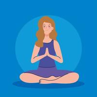 kvinna mediterar, koncept för yoga, meditation, koppla av, hälsosam livsstil vektor
