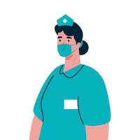 kvinnlig sjuksköterska med mask vektor design