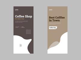Café-Rollup-Banner-Design-Vorlage, Vorlage der Kaffee-Menükarte, Vektor-Set moderner Poster mit Kaffee-DL-Flyer. vektor
