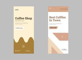 Café-Rollup-Banner-Design-Vorlage, Vorlage der Kaffee-Menükarte, Vektor-Set moderner Poster mit Kaffee-DL-Flyer. vektor